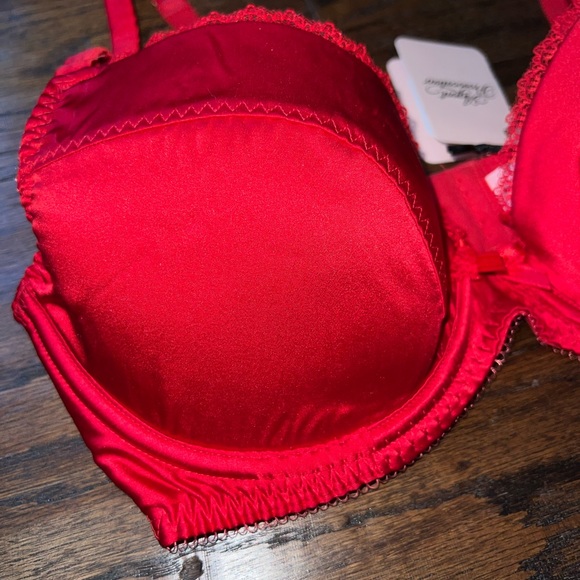 NWT Agent Provocateur Felinda Red Silk Bra, 32DD - Picture 4 of 11
